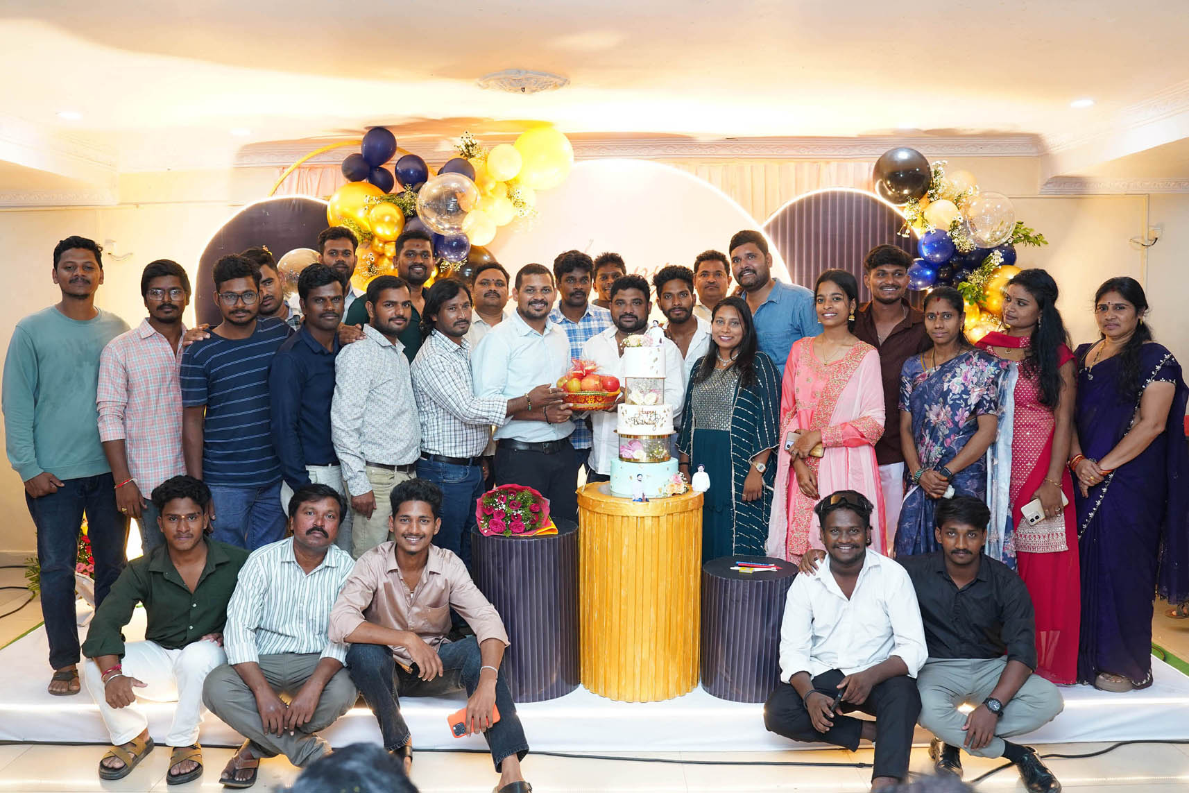 Sri Botcha Chakradhara Rao celebrating his 45th birthday with the Sai Infra Developers team in Visakhapatnam