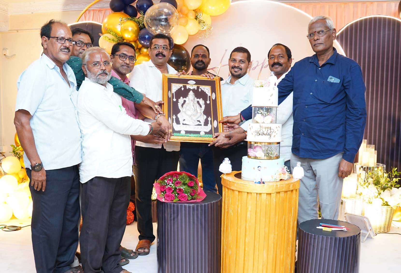 Sri Botcha Chakradhara Rao celebrating his 45th birthday with the Sai Infra Developers team in Visakhapatnam