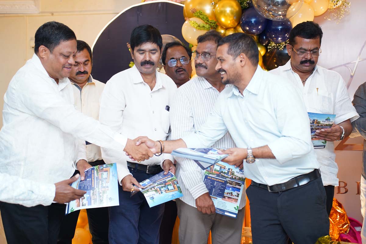 Sai Infra Developers directors and team members during the Veni's Business Park announcement and Vishal Estates Phase 3 brochure launch in Visakhapatnam on 16 September 2026.